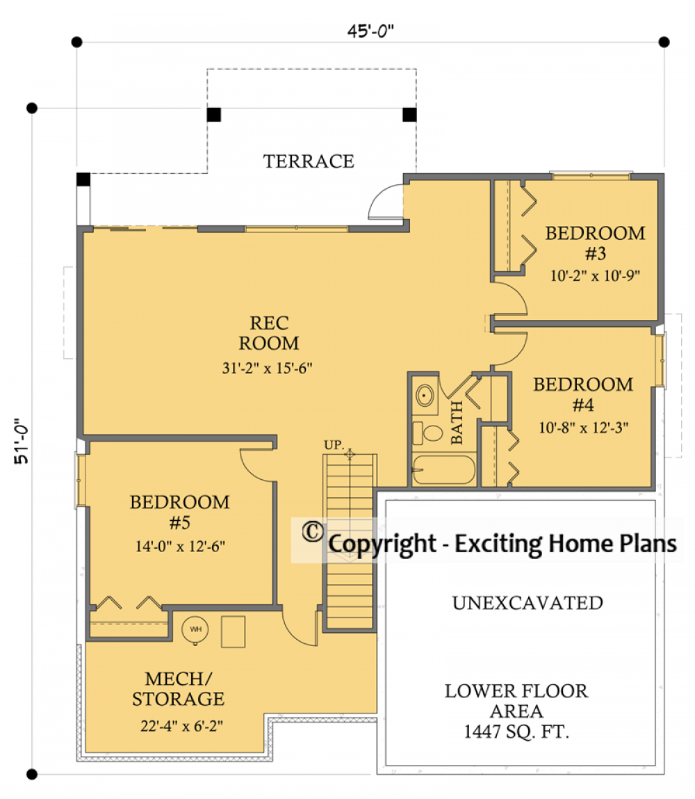 House Plan E1046-10M Lower Floor Plan