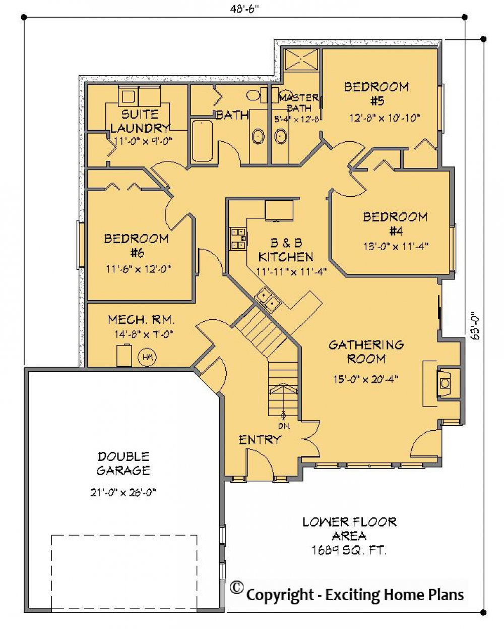 House Plan E1270-10  Lower Floor Plan