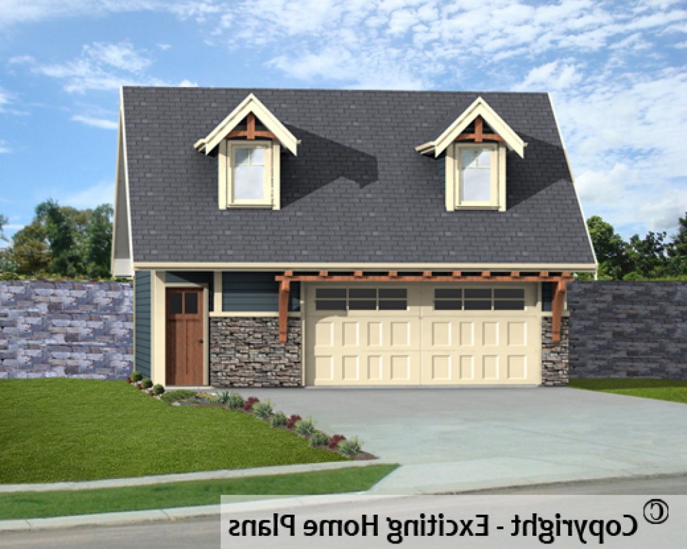 House Plan E1440-10 Front 3D View REVERSE