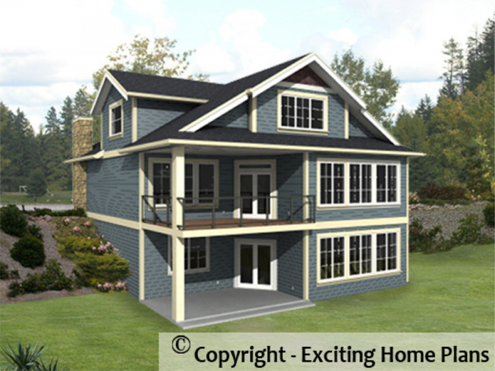 House Plan E1017-10 Rear 3D View REVERSE