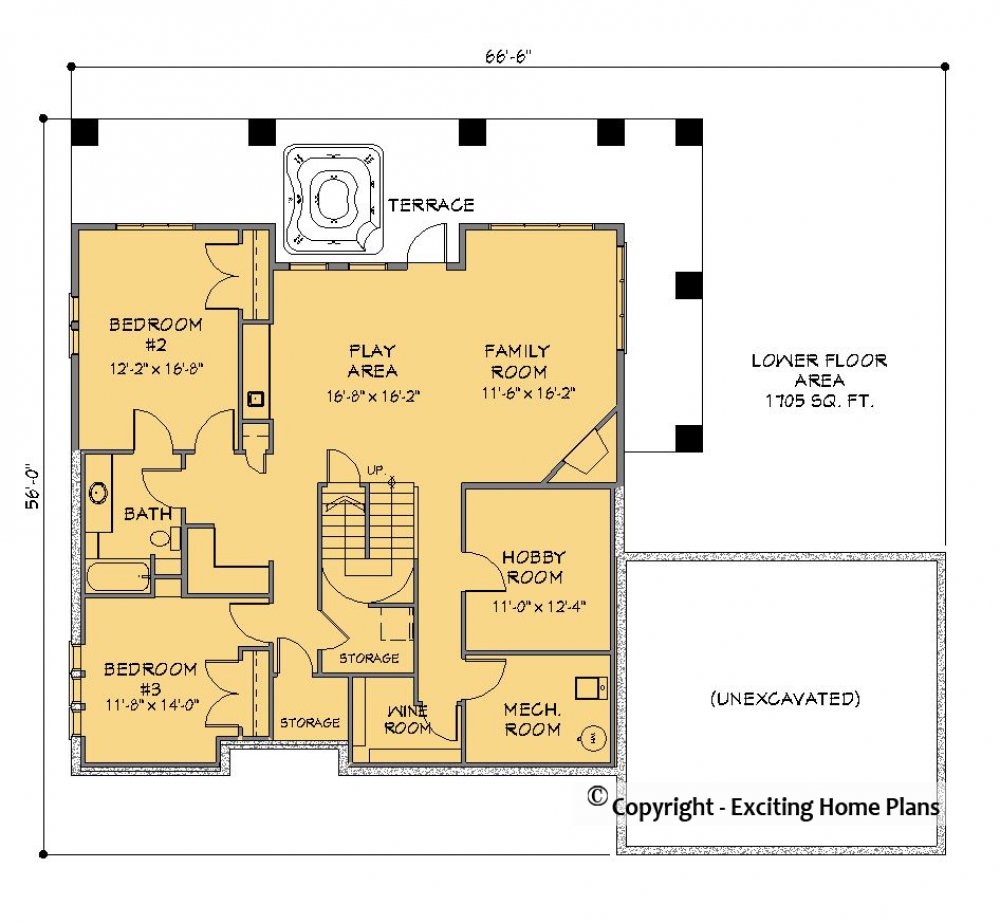 House Plan E1324-10  Lower Floor Plan