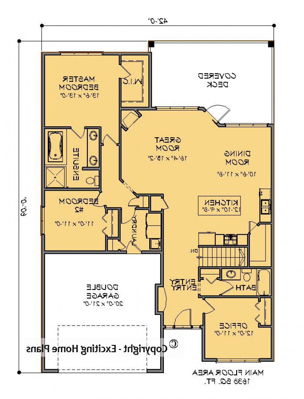 House Plan E1581-10 Main Floor Plan REVERSE