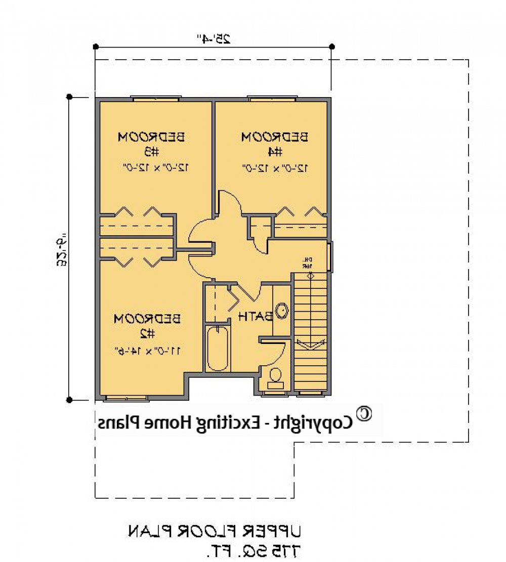 House Plan E1213-10  Upper Floor Plan REVERSE