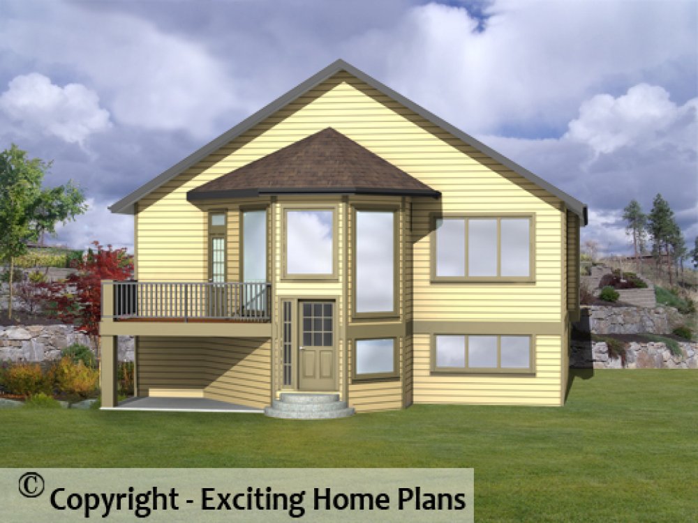 House Plan E1228-10 Rear 3D View