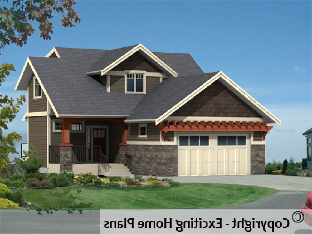 House Plan E1495-10 Front 3D View REVERSE