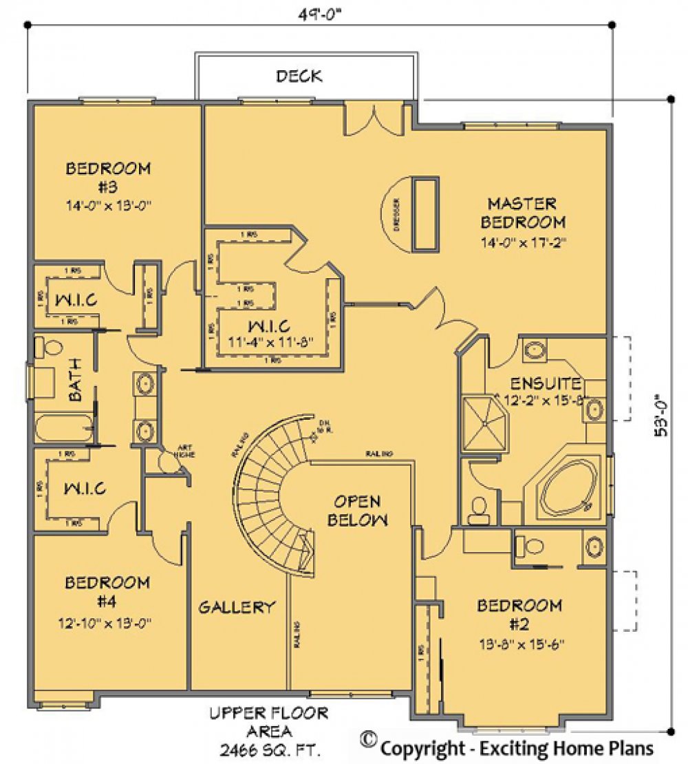 House Plan E1098-10 Upper Floor Plan