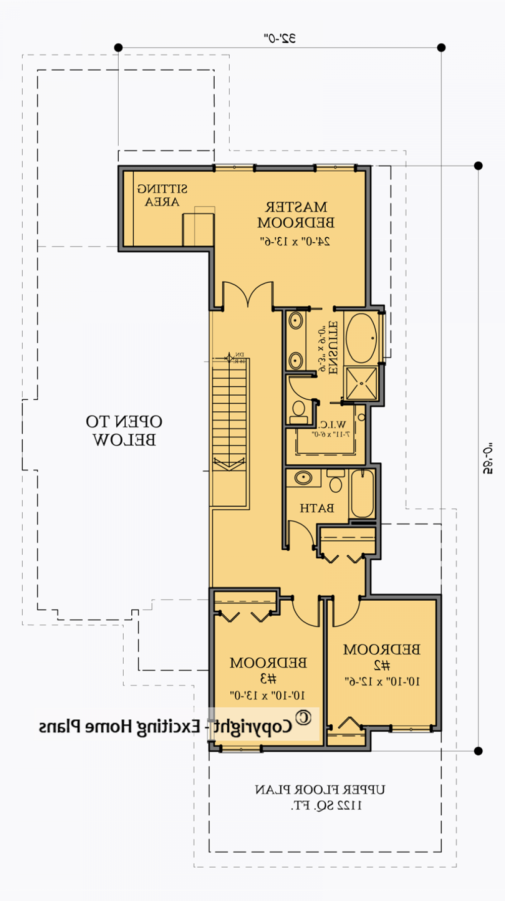 House Plan E1007-10 Upper Floor Plan REVERSE