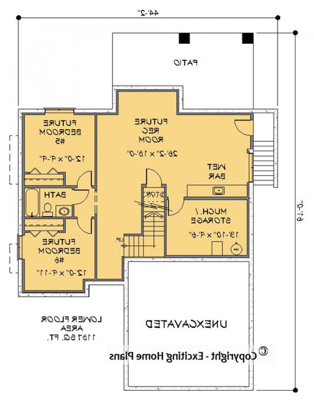 House Plan E1178-10 Lower Floor Plan REVERSE