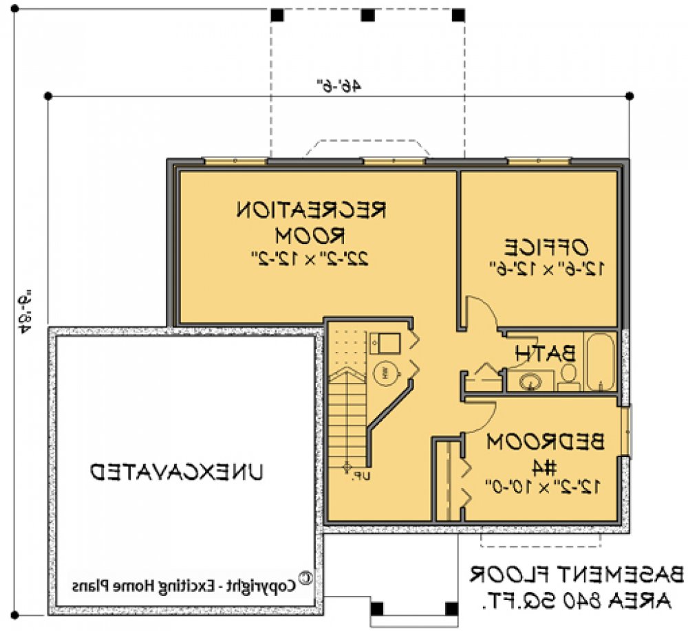 House Plan E1141-10 Lower Floor Plan REVERSE