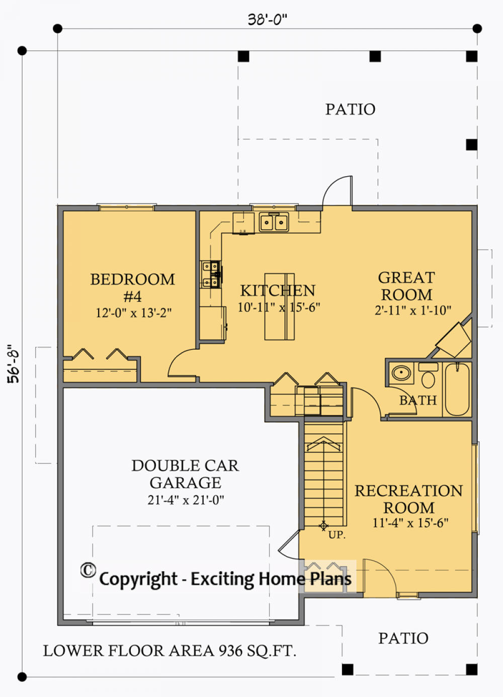 House Plan E1034-10 Lower Floor Plan