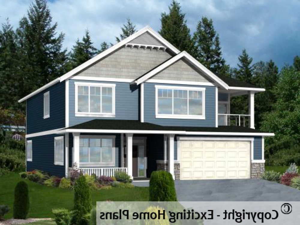 House Plan E1064-10 Exterior 3D View REVERSE