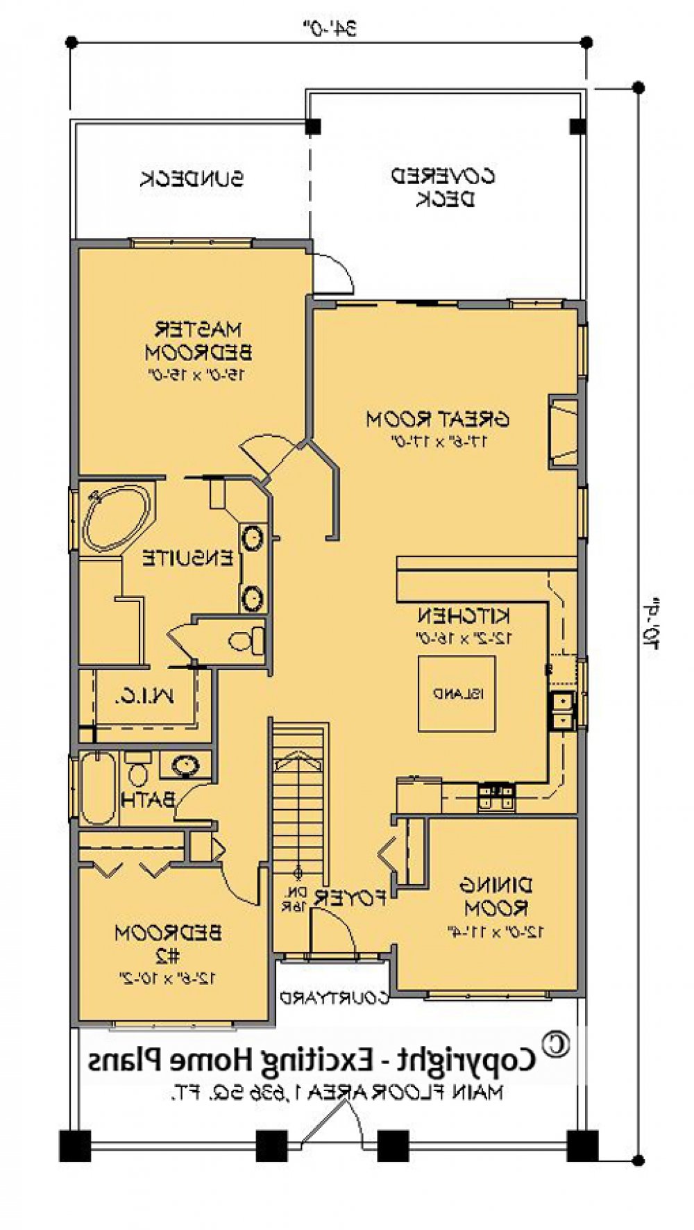 House Plan E1084-10 Main Floor Plan REVERSE