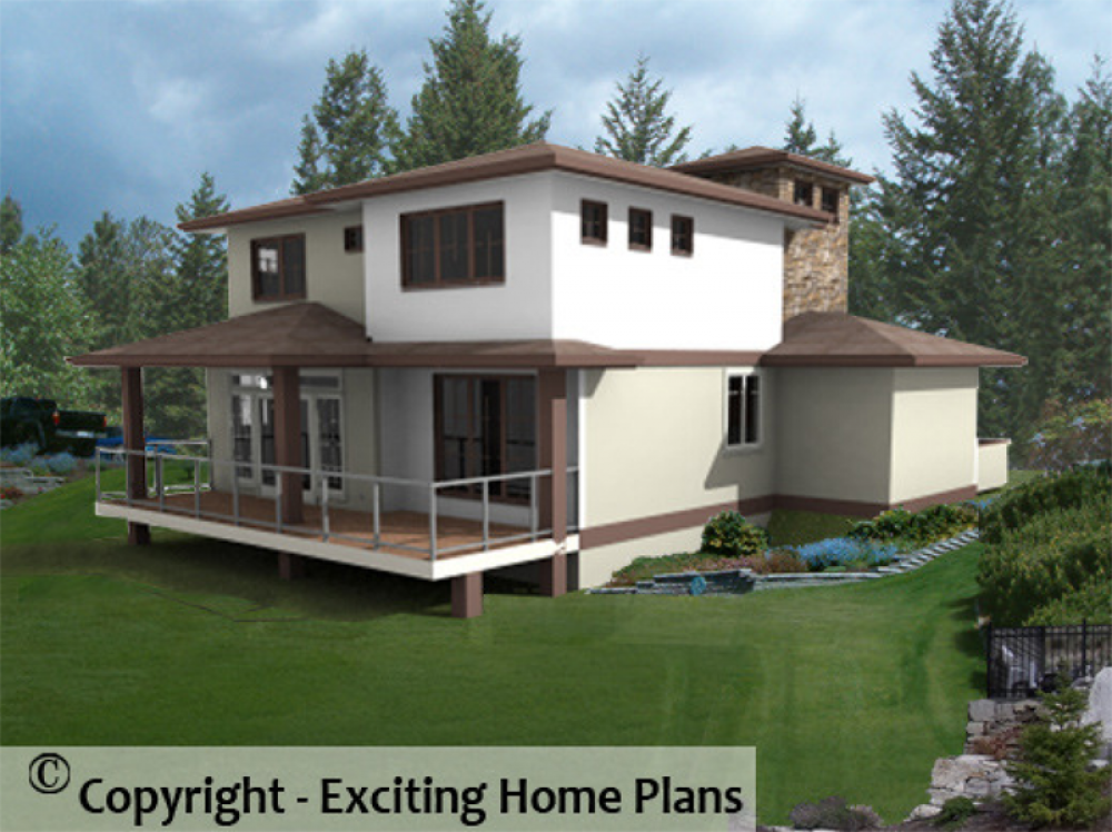 House Plan E1011-10 Rear 3D View