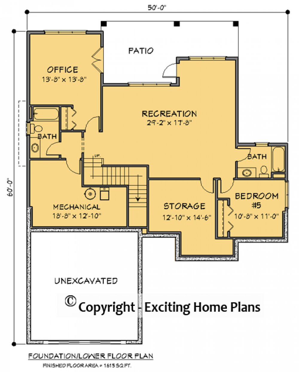 House Plan E1719-10  Lower Floor Plan