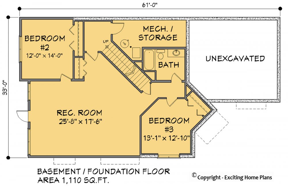 House Plan E1191-10 Lower Floor Plan
