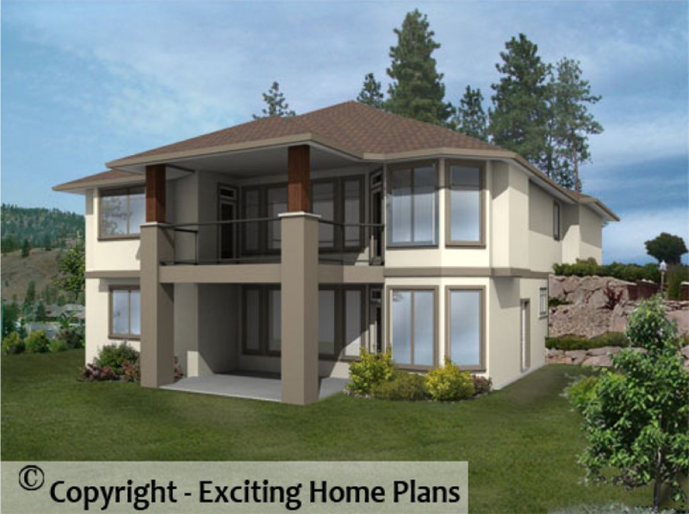 House Plan E1057-10 Rear 3D View