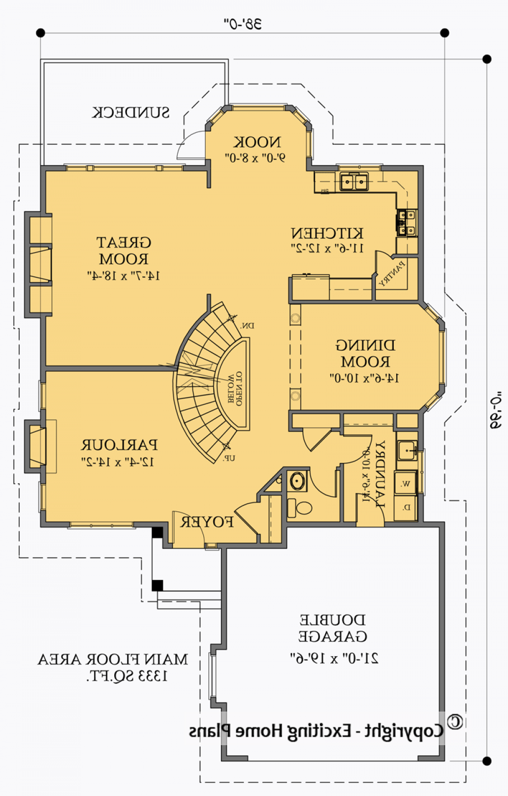 House Plan E1044-10 Main Floor Plan REVERSE