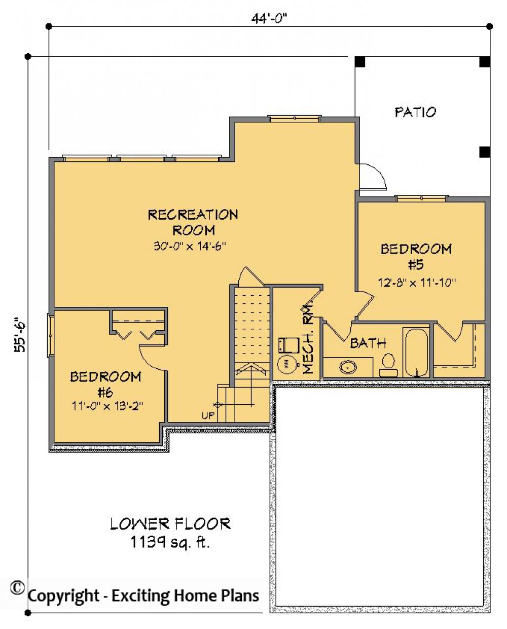 House Plan E1483-10 Lower Floor Plan