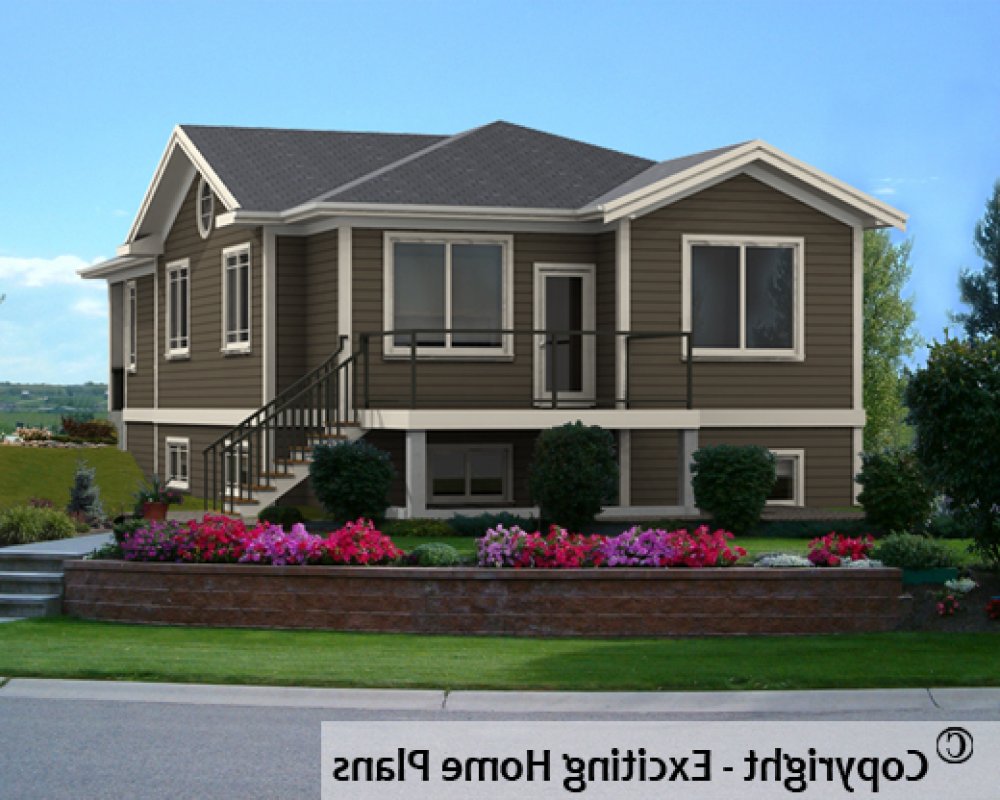 House Plan E1565-10 Rear 3D View REVERSE