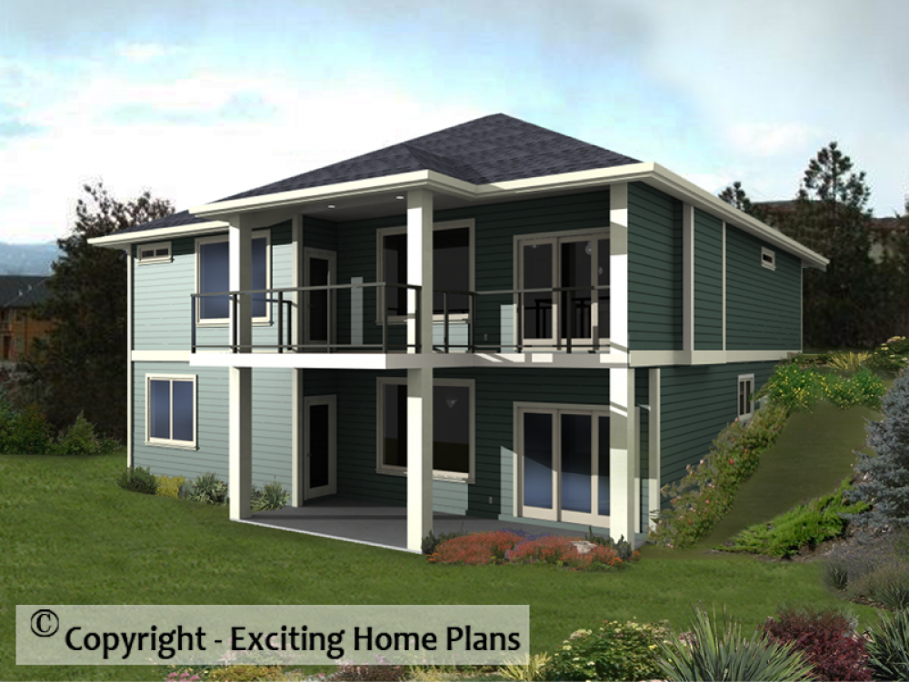 House Plan E1046-10 Rear 3D View