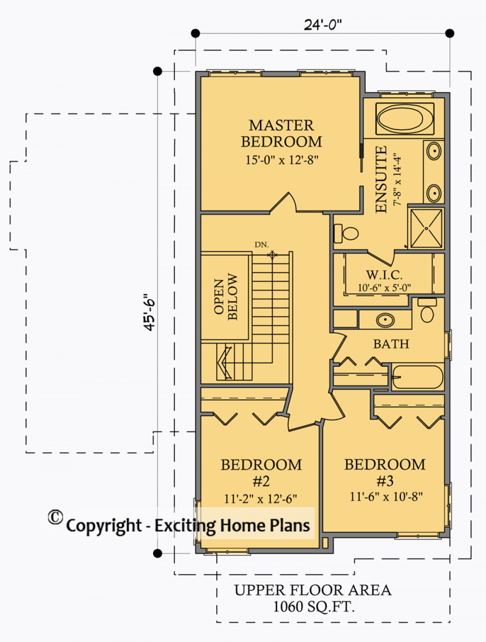 House Plan E1025-10 Upper Floor Plan