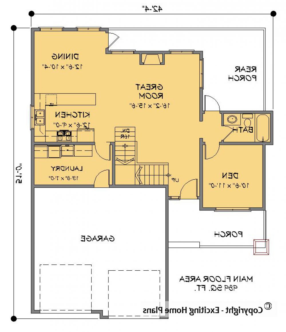 House Plan E1456-10 Main Floor Plan REVERSE