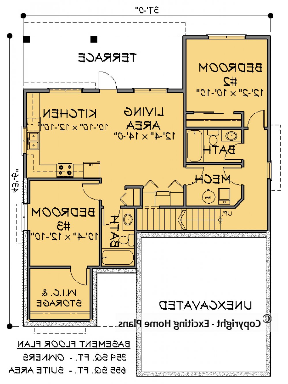 House Plan E1593-10 Lower Floor Plan REVERSE
