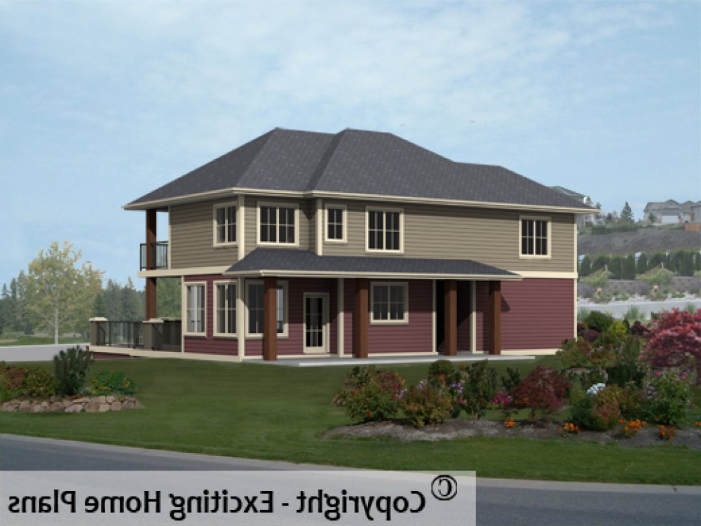 House Plan E1478-10 Rear 3D View REVERSE