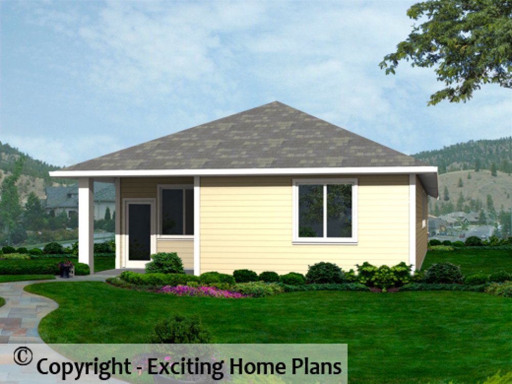 House Plan E1480-10 Rear 3D View