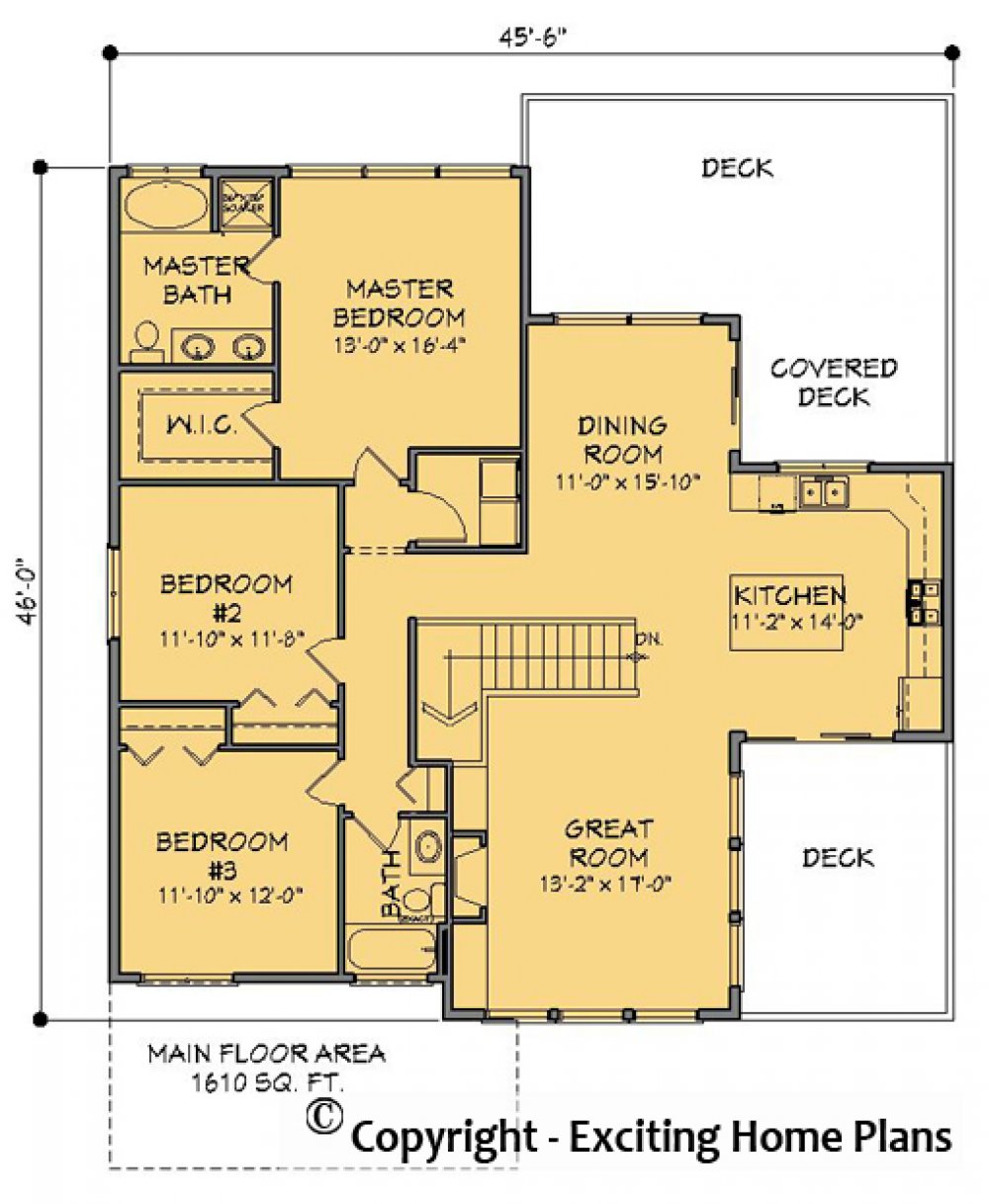 House Plan E1644-10 Main Floor Plan