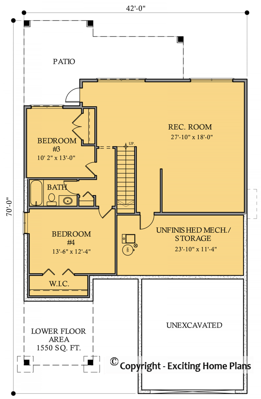 House Plan E1001-10M Lower Floor Plan