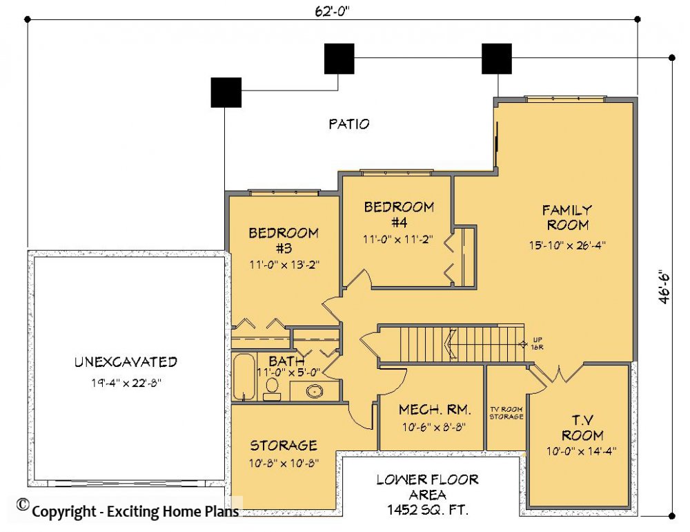 House Plan E1332-10 Lower Floor Plan