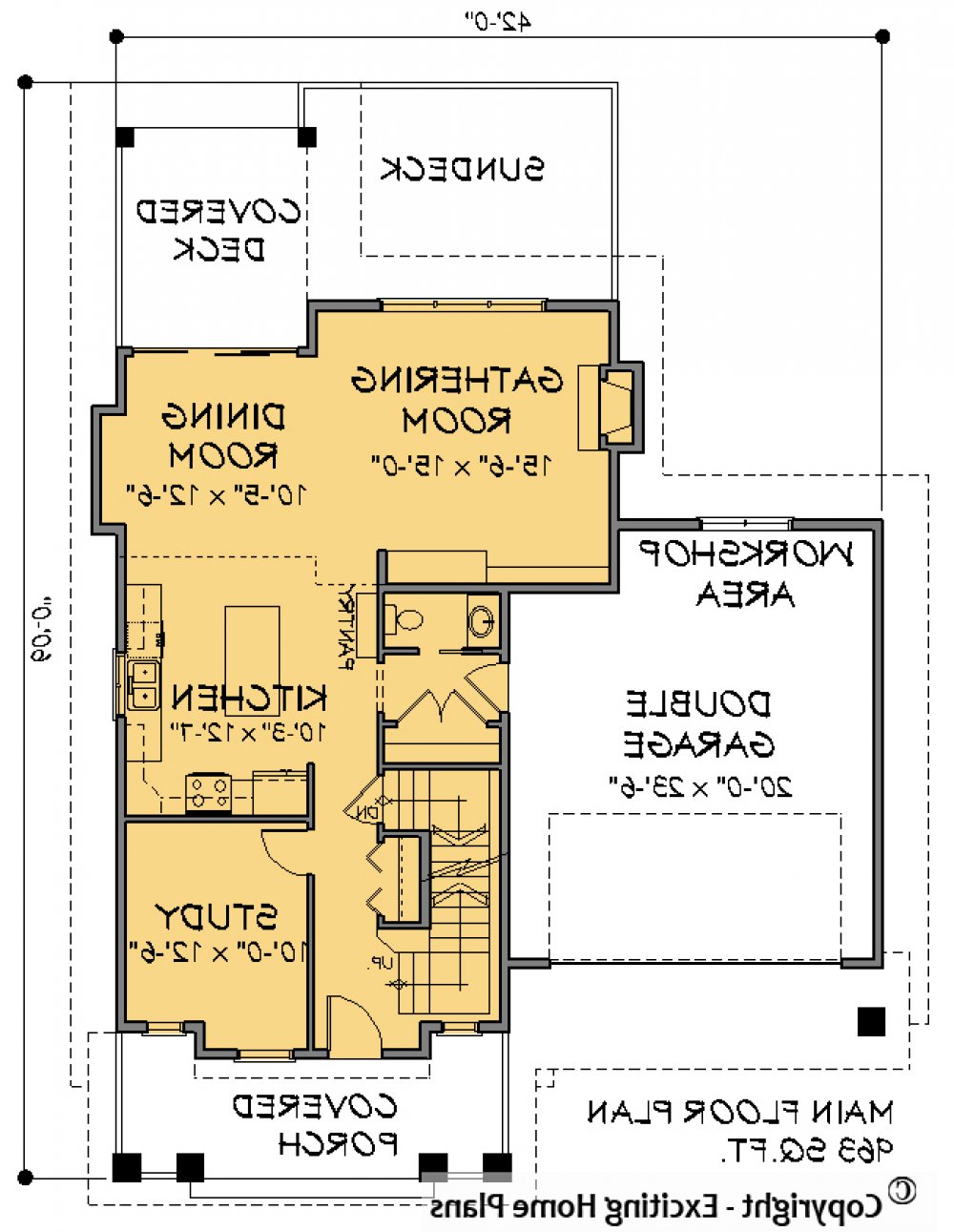 House Plan E1307-10 Main Floor Plan REVERSE