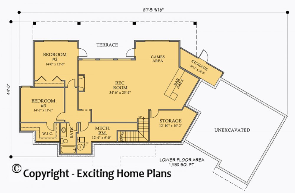 House Plan E1062-10  Lower Floor Plan