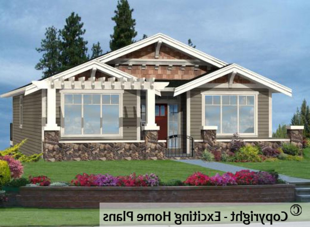 House Plan E1084-10 Exterior 3D View REVERSE