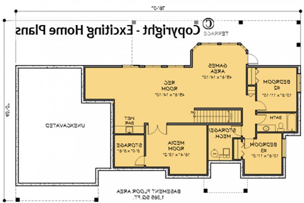 House Plan E1067-12  Lower Floor Plan REVERSE