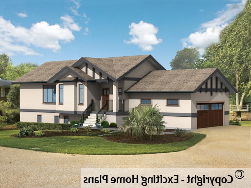 House Plan E1514-10 Front 3D View REVERSE