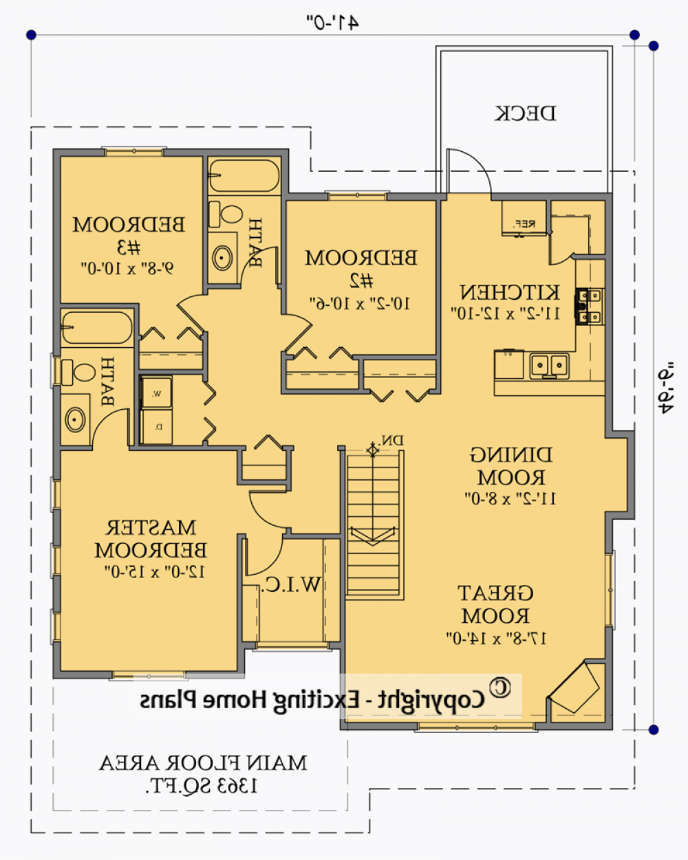 House Plan E1023-10 Main Floor Plan REVERSE