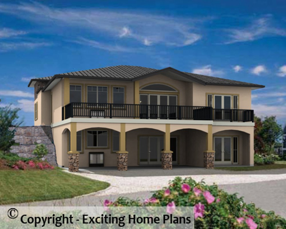 House Plan E1409-10 Rear 3D View
