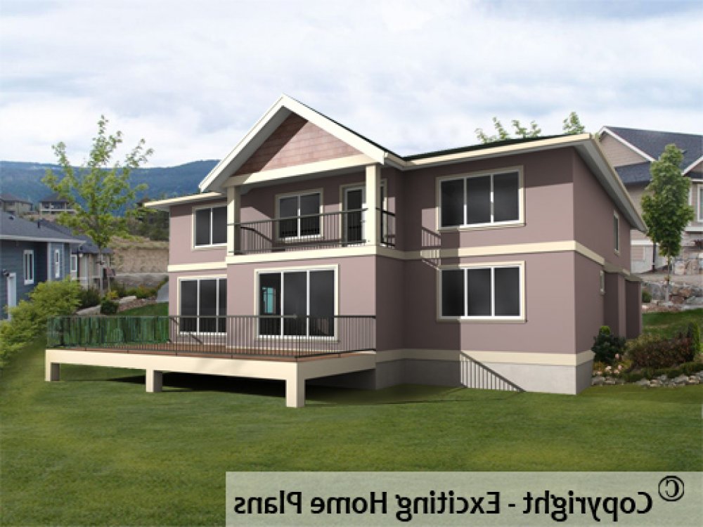 House Plan E1098-10 Rear 3D View REVERSE