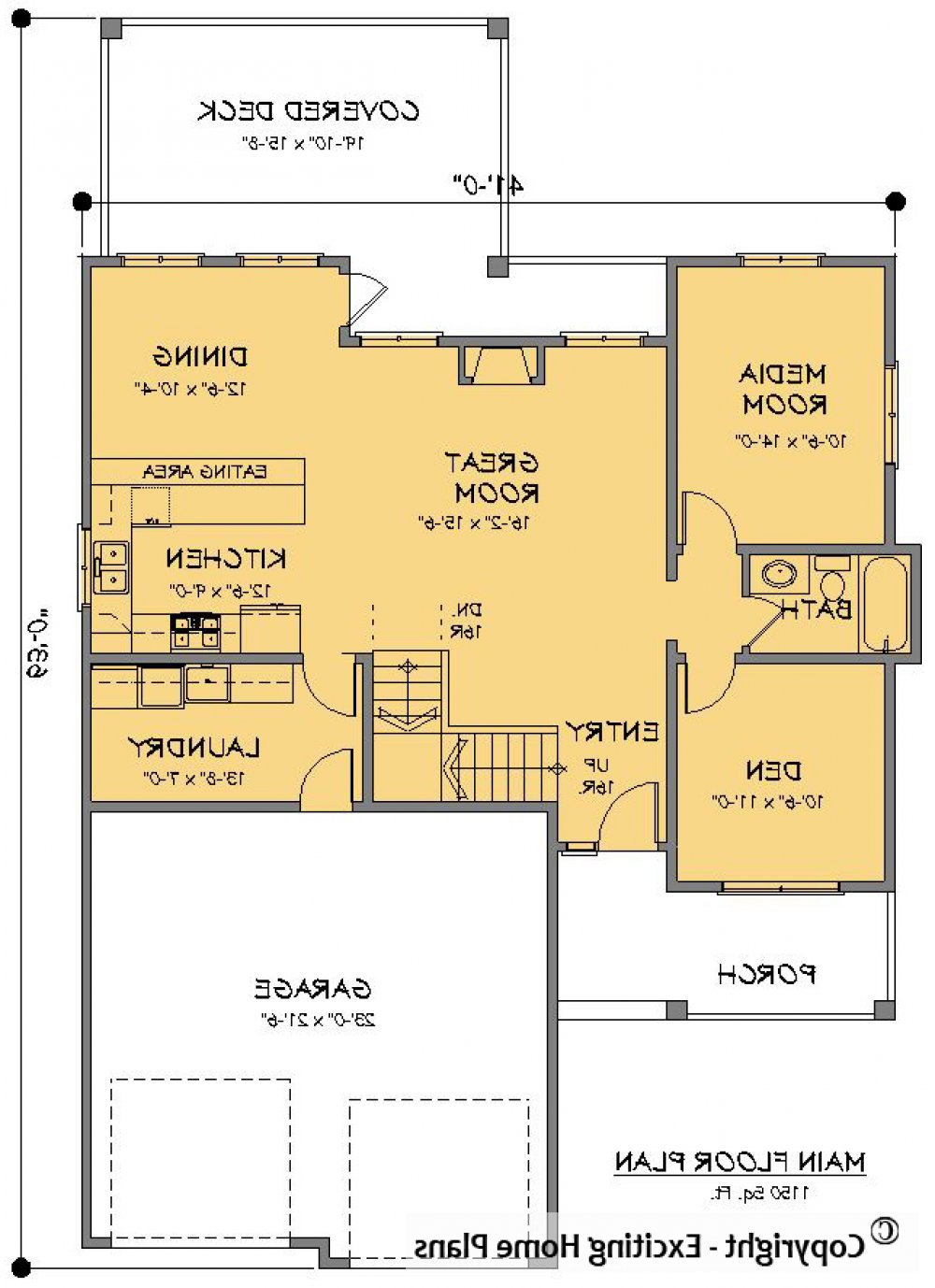 House Plan E1457-10  Main Floor Plan REVERSE