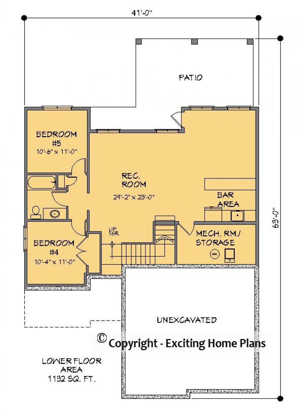 House Plan E1457-10 Lower Floor Plan
