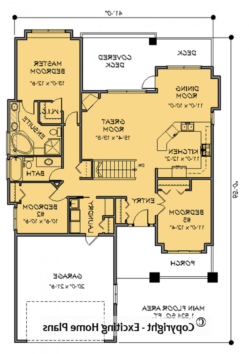 House Plan E1584-10  Main Floor Plan REVERSE
