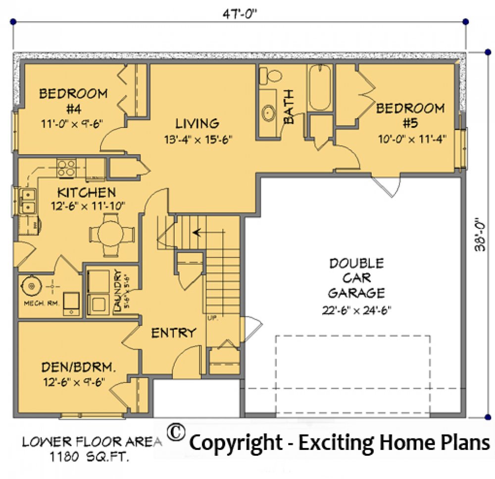 House Plan E1727-10  Lower Floor Plan