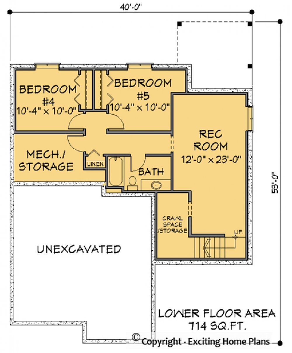 House Plan E1179-10 Lower Floor Plan