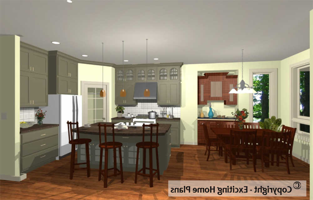 House Plan E1100-10M Interior Kitchen Area REVERSE