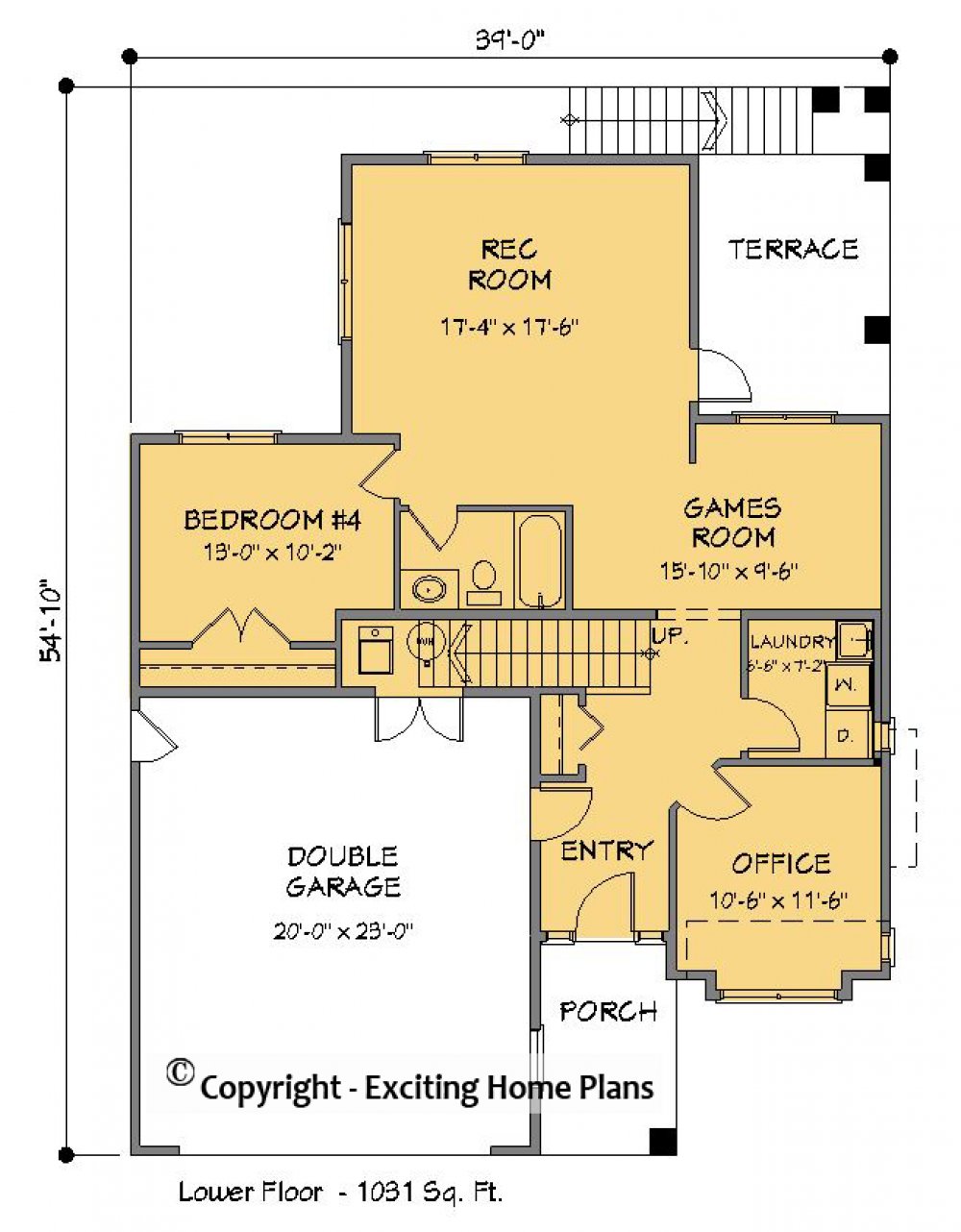 House Plan E1430-10 Lower Floor Plan