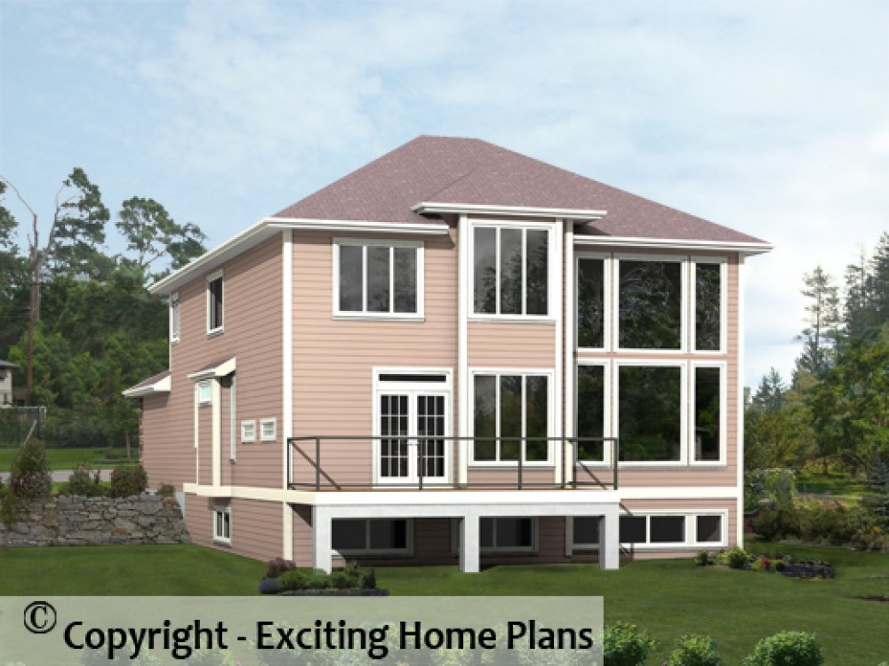 House Plan E1177-10 Rear 3D View