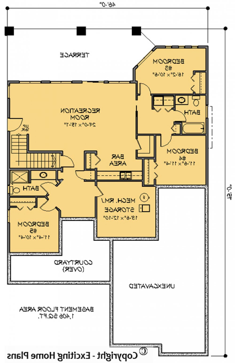 House Plan E1088-10 Lower Floor Plan REVERSE