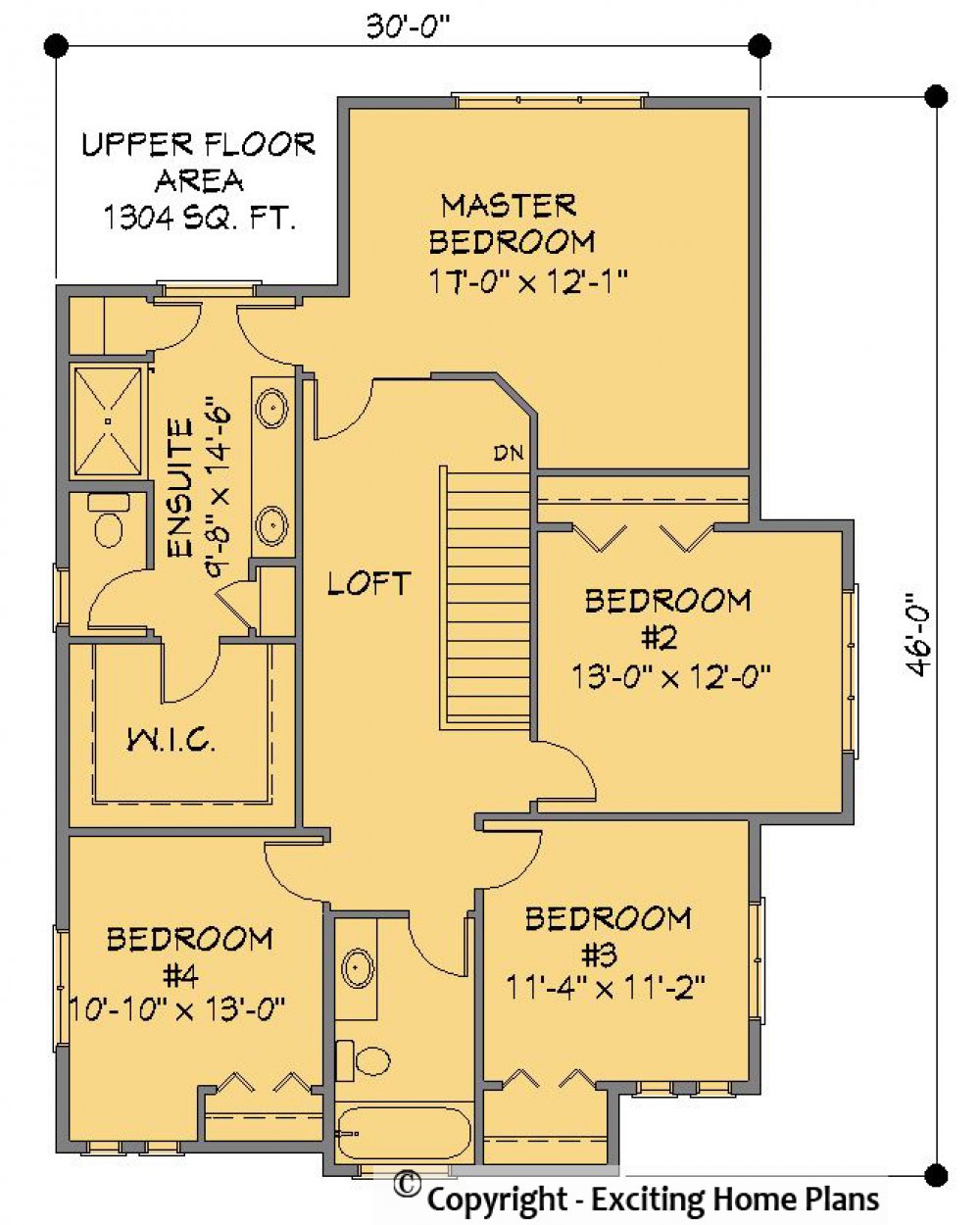 House Plan E1202-10 Upper Floor Plan